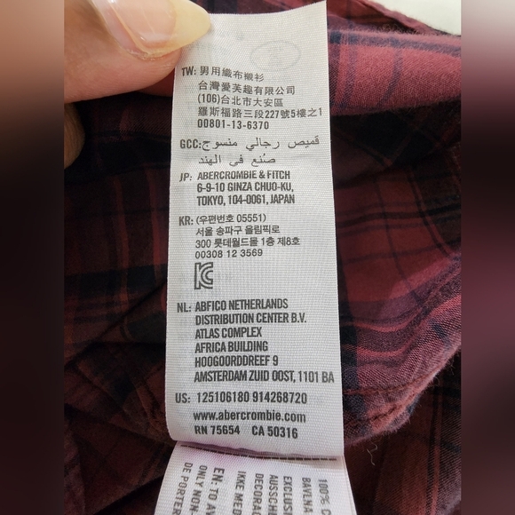 Abercrombie & Fitch Men's Red Plaid Button Front Shirt Standard Fit, sz LG - Picture 15 of 16